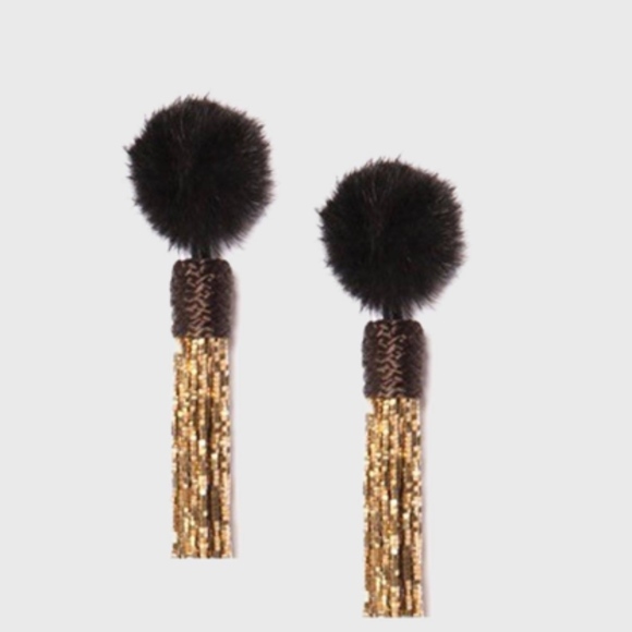 Mignonne Gavigan "Jackie" Mink Statement Earrings - Picture 2 of 4